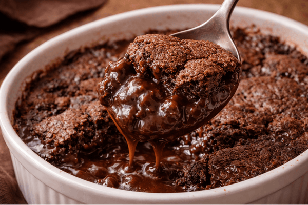 Warm Gooey Chocolate Cobbler with Fudgy Sauce and Crisp Top