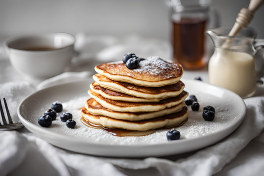 Fluffy Richotta Pancakes mat frësche Beeren