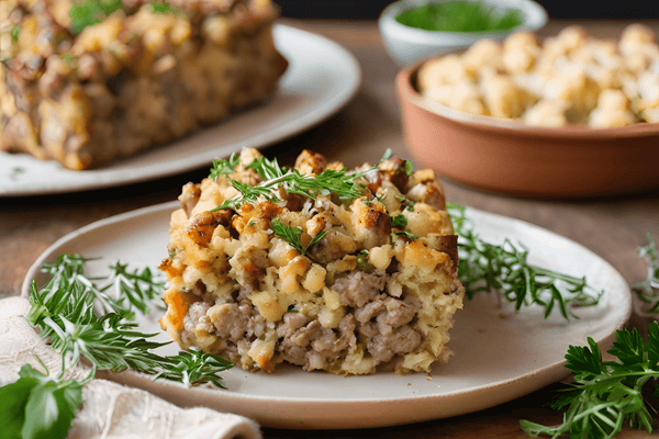 Herby Sausage Meat Stuffing Bake with Sage and Onion