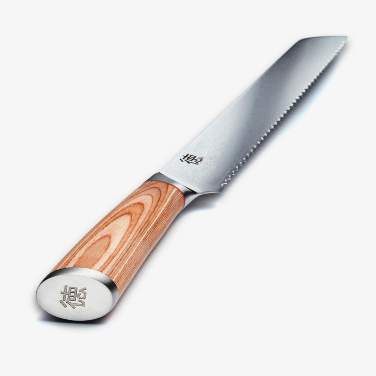 Haruta 10 Zoll VG10 Brotmesser aus japanischem Damaststahl mit Holzgriff und Scheide