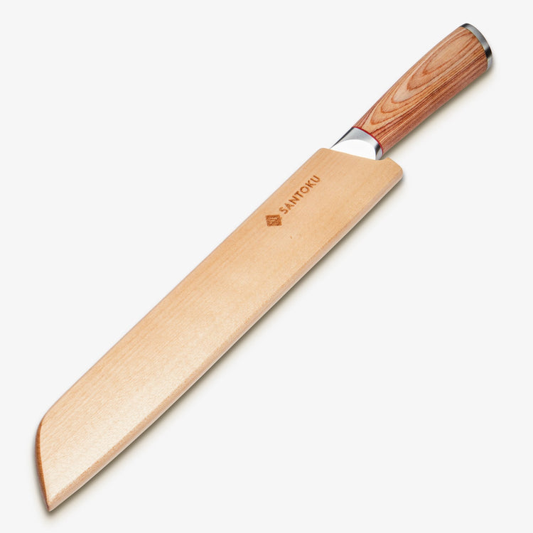 Haruta 10 Zoll VG10 Brotmesser aus japanischem Damaststahl mit Holzgriff und Scheide
