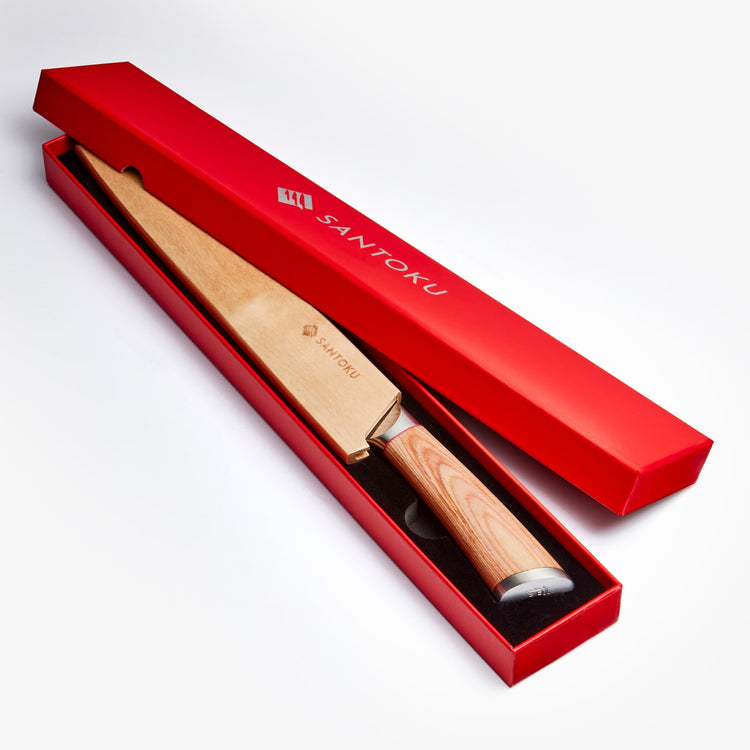 Haruta 10 Zoll VG10 Brotmesser aus japanischem Damaststahl mit Holzgriff und Scheide