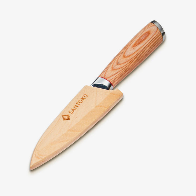Haruta Couteau d'office japonais en acier damas VG10 de 4 pouces avec manche en bois et fourreau