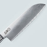 Aiko-Messer aus schwarzem Damaststahl mit farbigem schwarzem Harzgriff